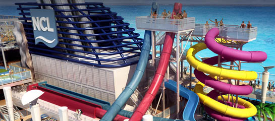 Norwegian Breakaway will debut the company’s first Aqua Park at sea, one with five full-size water slides. // © 2012 Norwegian Cruise Line F